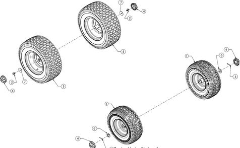 Wheels Diagram and Parts List for CC30H (13AC21JDA10)(2023) Cub Cadet Lawn Tractor Accessories